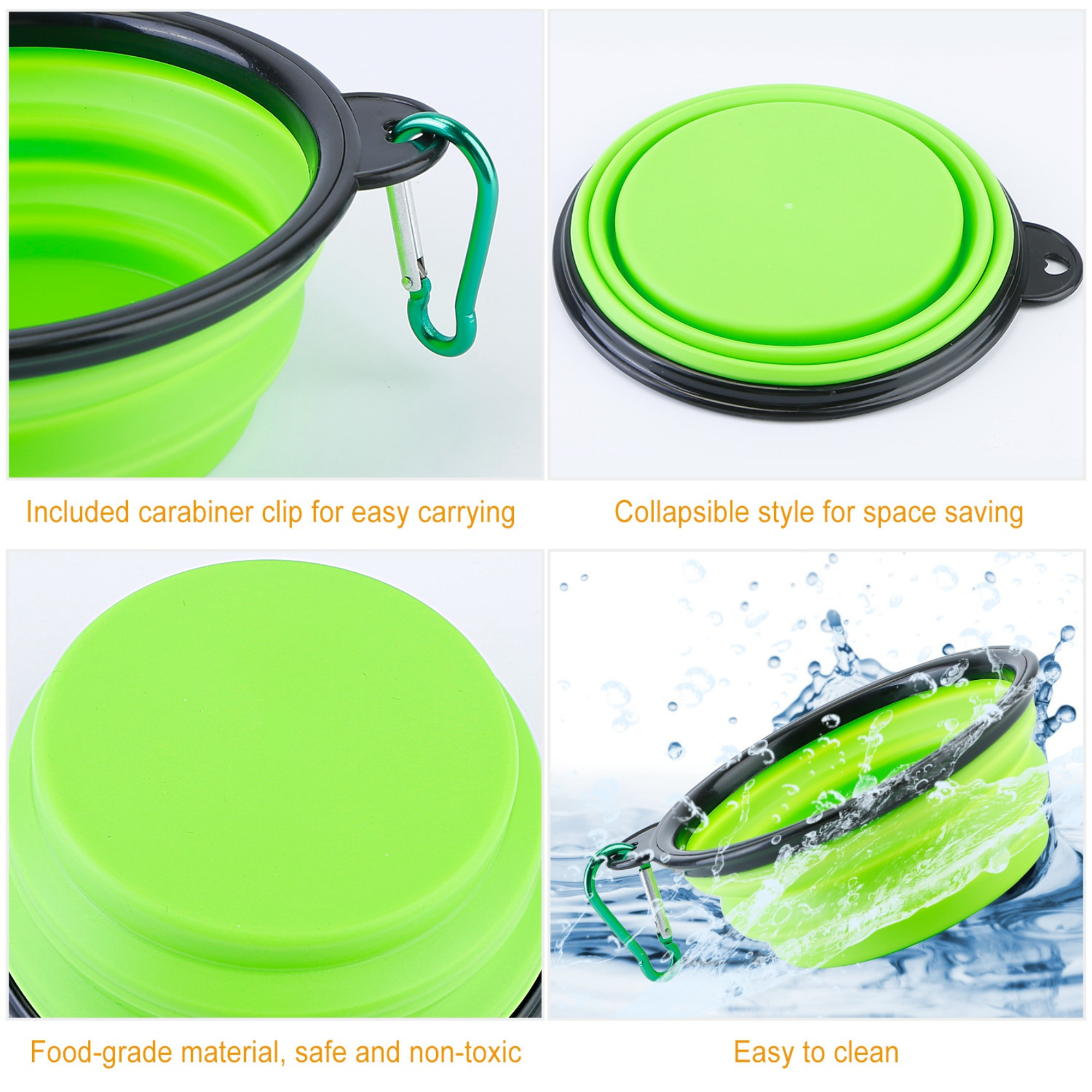 GBruno 4Pcs Silicone Collapsible Dog Bowls