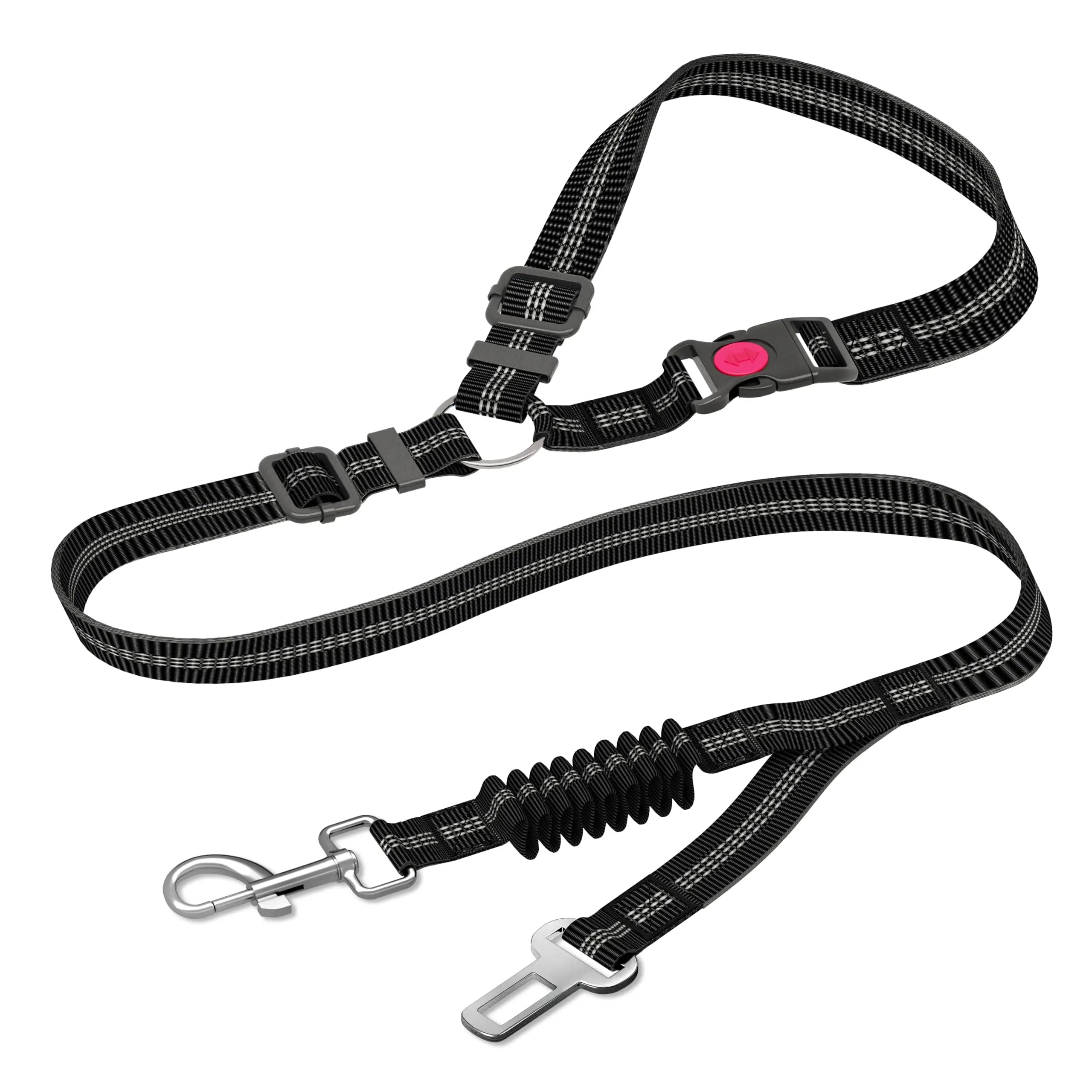 Adjustable Heavy-Duty Dog Car Seat Belt – Striped Nylon Safety Leash for Large Dogs
